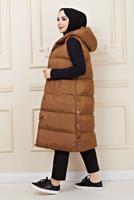 Tesettür giyim TABA ÇITÇITLI ŞİŞME YELEK 1436