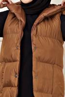 Tesettür giyim TABA ÇITÇITLI ŞİŞME YELEK 1436