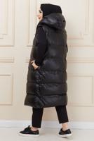 Tesettür giyim SİYAH DERİ ŞİŞME YELEK 1453 