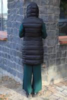 Tesettür giyim SİYAH FERMUARLI KAPÜŞONLU ŞİŞME YELEK 4040 