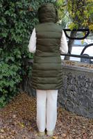 Tesettür giyim HAKİ FERMUARLI KAPÜŞONLU ŞİŞME YELEK 4040 