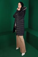 Tesettür giyim SİYAH FERMUARLI CEPLİ ŞİŞME YELEK 6060