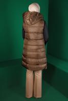 Tesettür giyim TABA ÇITÇITLI KAPÜŞONLU ŞİŞME YELEK 7070