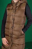 Tesettür giyim TABA ÇITÇITLI KAPÜŞONLU ŞİŞME YELEK 7070