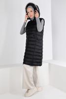 Tesettür giyim SİYAH FERMUARLI KAPÜŞONU KÜRKLÜ ŞİŞME YELEK 9001 