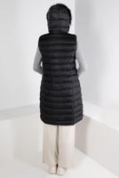 Tesettür giyim SİYAH FERMUARLI KAPÜŞONU KÜRKLÜ ŞİŞME YELEK 9001 