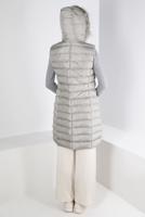 Tesettür giyim GRİ FERMUARLI KAPÜŞONU KÜRKLÜ ŞİŞME YELEK 9001 