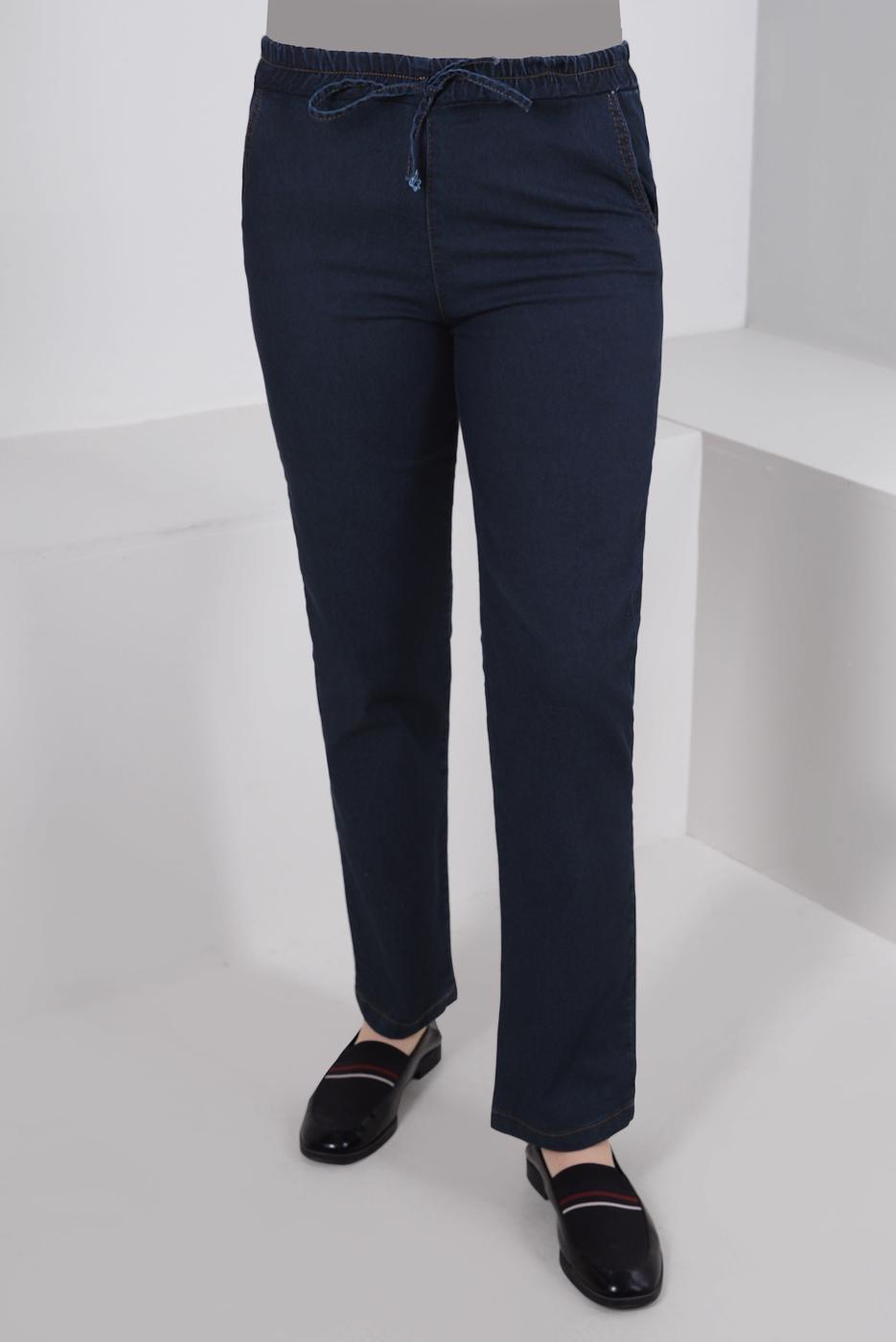 Vêtements hijab BLEU MARINE PANTALON EN JEAN COUPE DROITE TAILLE ÉLASTIQUE T 2315