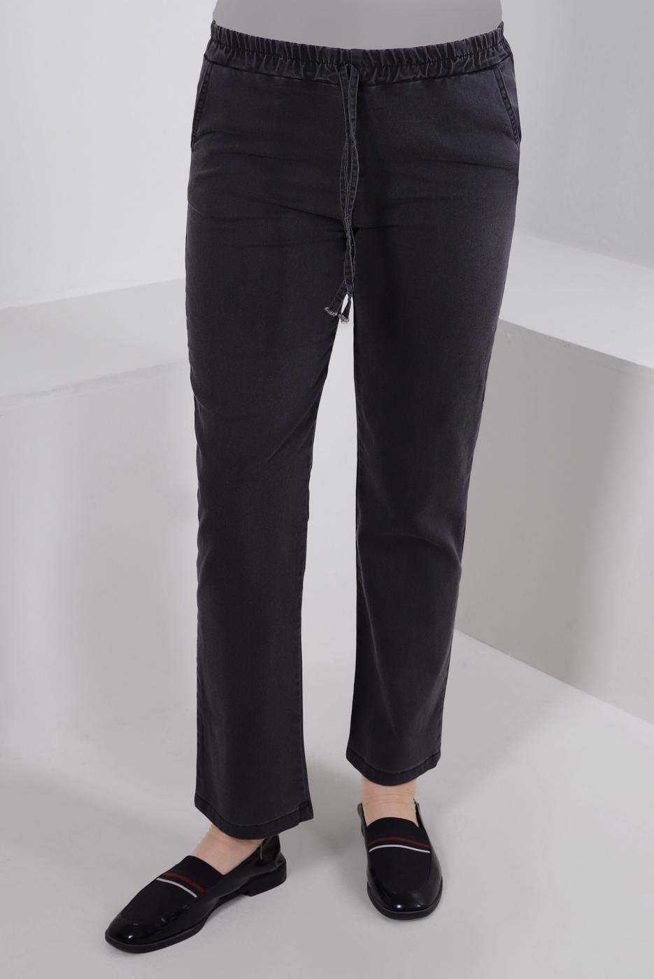 Vêtements hijab GRIS PANTALON EN JEAN COUPE DROITE TAILLE ÉLASTIQUE T 2315
