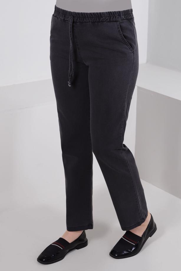 Vêtements hijab GRIS PANTALON EN JEAN COUPE DROITE TAILLE ÉLASTIQUE T 2315 - TRENDTESETTÜR