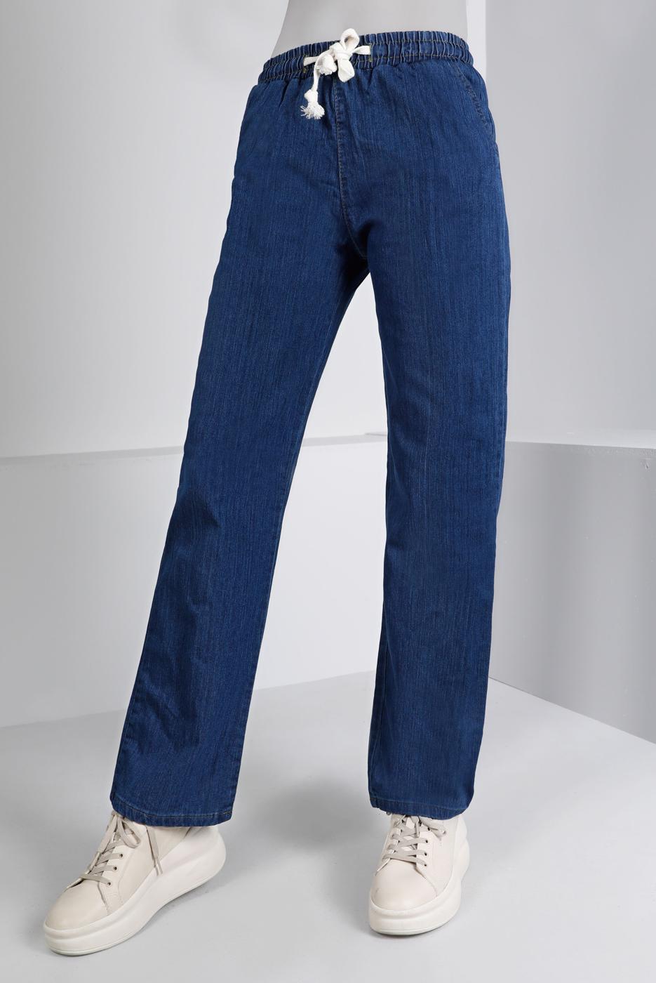 Vêtements hijab BLEU MARINE PANTALON EN JEAN COUPE DROITE TAILLE ÉLASTIQUE T 2315