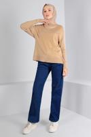 Vêtements hijab BLEU MARINE PANTALON EN JEAN COUPE DROITE TAILLE ÉLASTIQUE T 2315