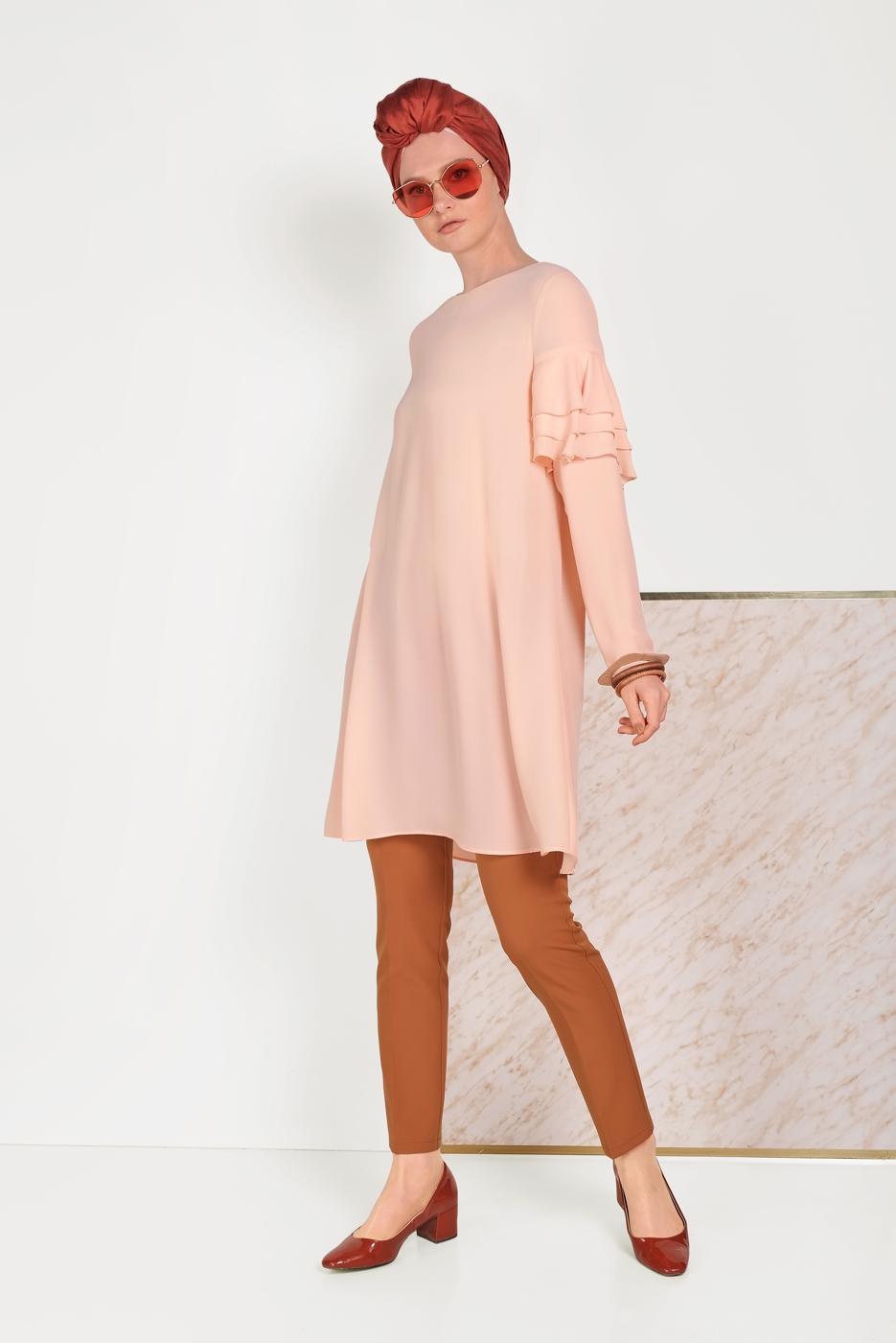 Vêtements hijab BRUN PANTALON À BOUTONS ALVİNA 70051