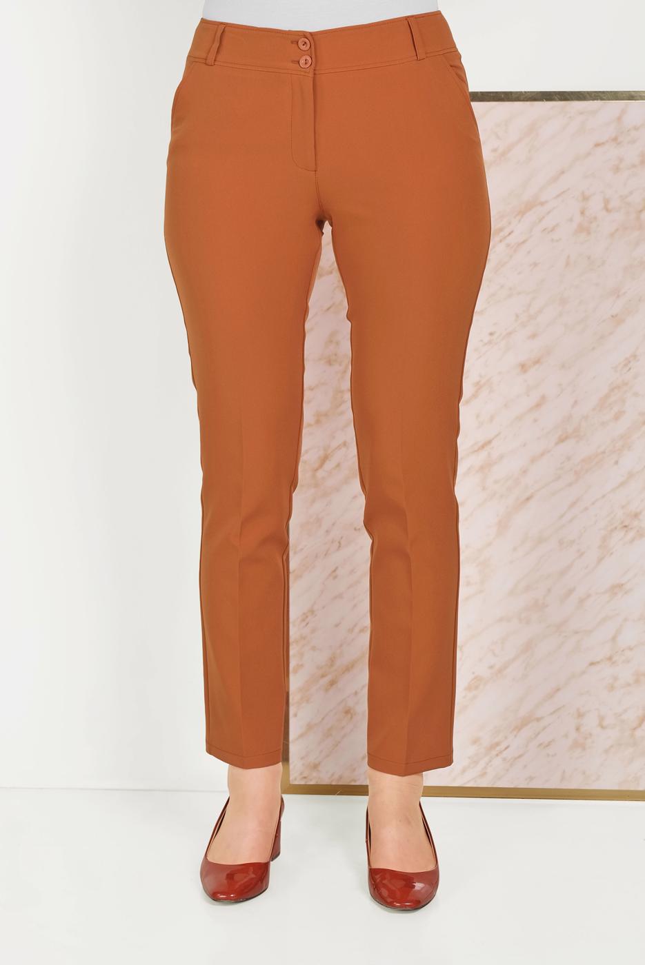 Vêtements hijab BRUN PANTALON À BOUTONS ALVİNA 70051