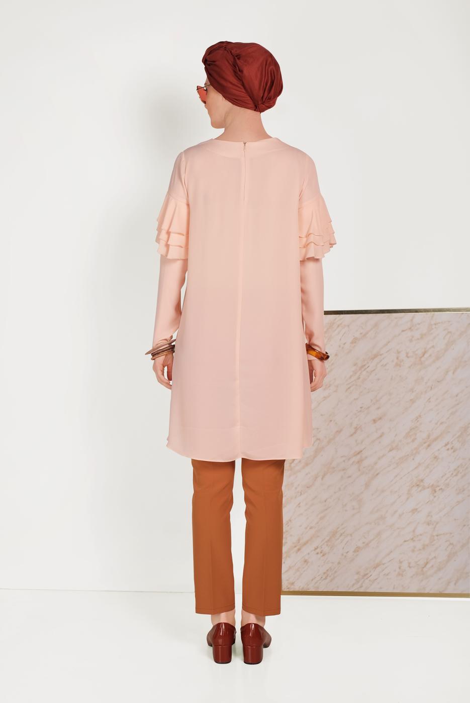 Tesettür giyim KAHVE ALVİNA DÜĞMELİ KUMAŞ PANTOLON 70051	