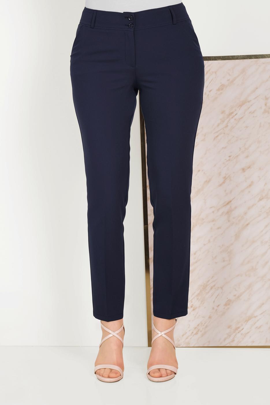 Vêtements hijab BLEU MARINE PANTALON À BOUTONS ALVİNA 70051
