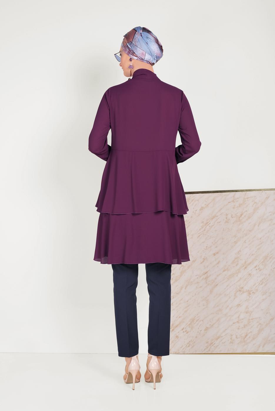 Vêtements hijab BLEU MARINE PANTALON À BOUTONS ALVİNA 70051