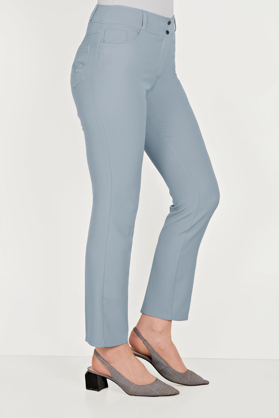 Tesettür giyim GRİ ALVİNA DAR PAÇA KUMAŞ PANTOLON 70052	