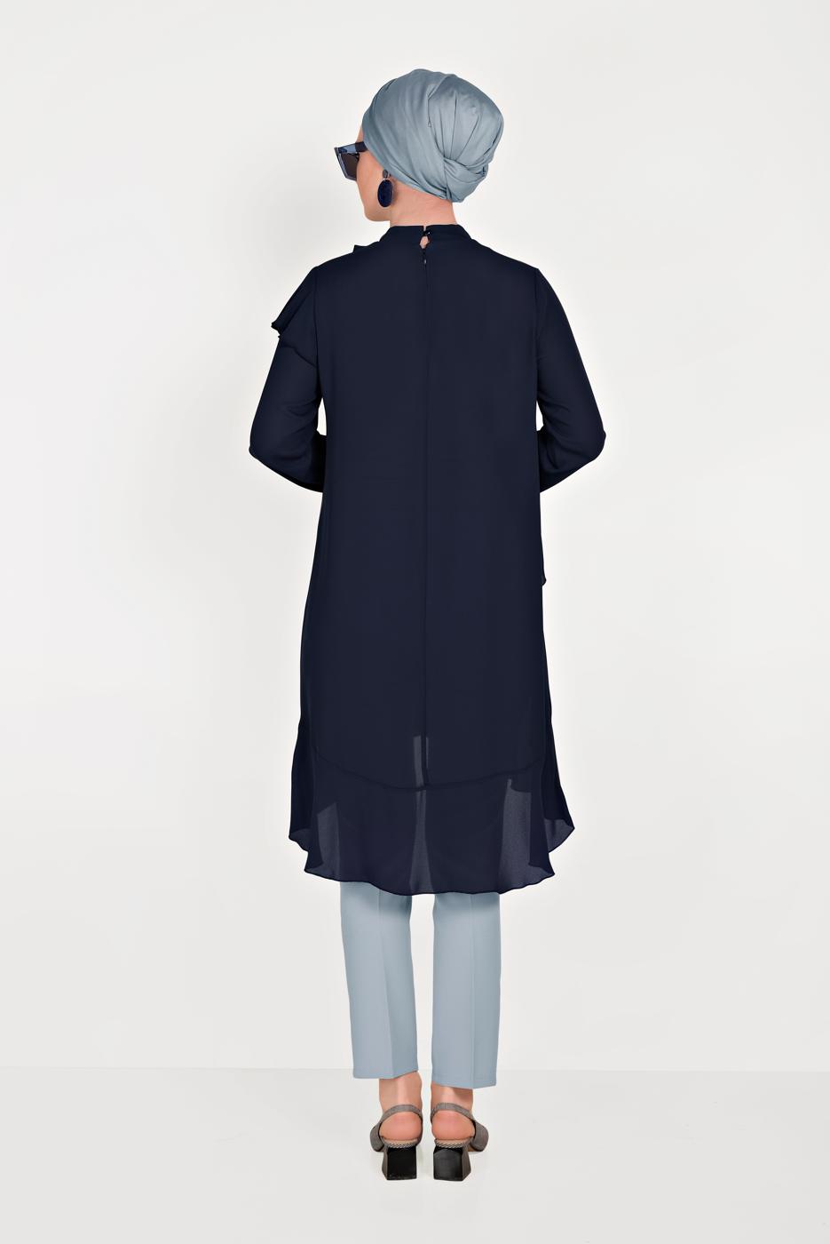 Tesettür giyim GRİ ALVİNA DAR PAÇA KUMAŞ PANTOLON 70052	