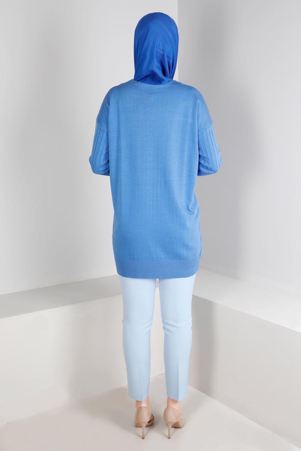 Tesettür giyim MAVİ ALVİNA DAR PAÇA KUMAŞ PANTOLON 70052	 - TRENDTESETTÜR