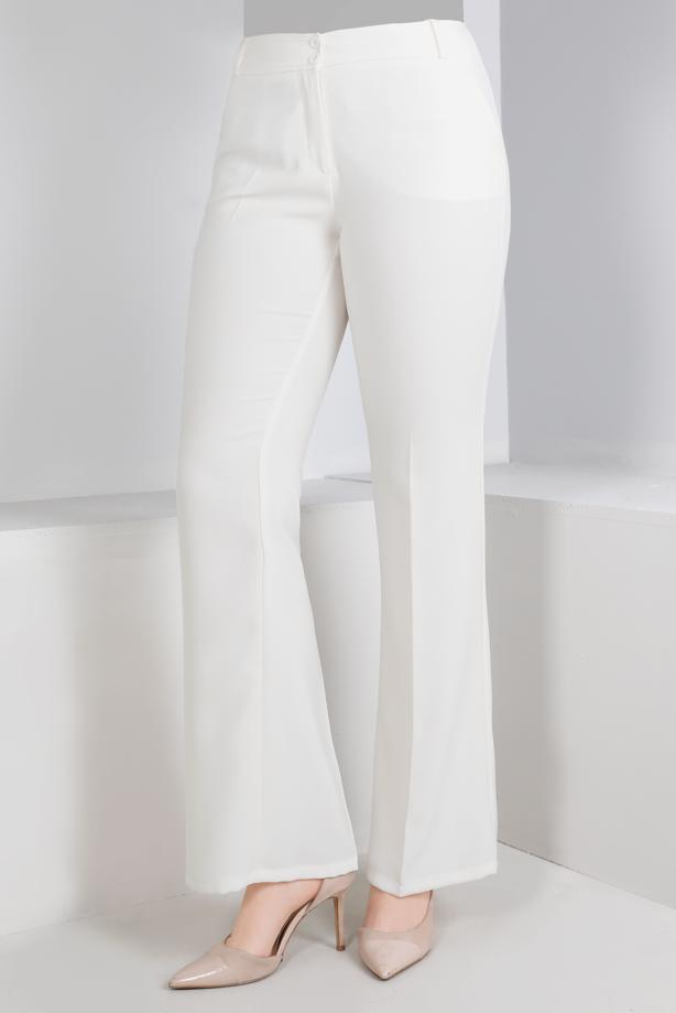 Tesettür giyim KREM ALVİNA İSPANYOL PAÇA CEPLİ PANTOLON T 70087 - TRENDTESETTÜR