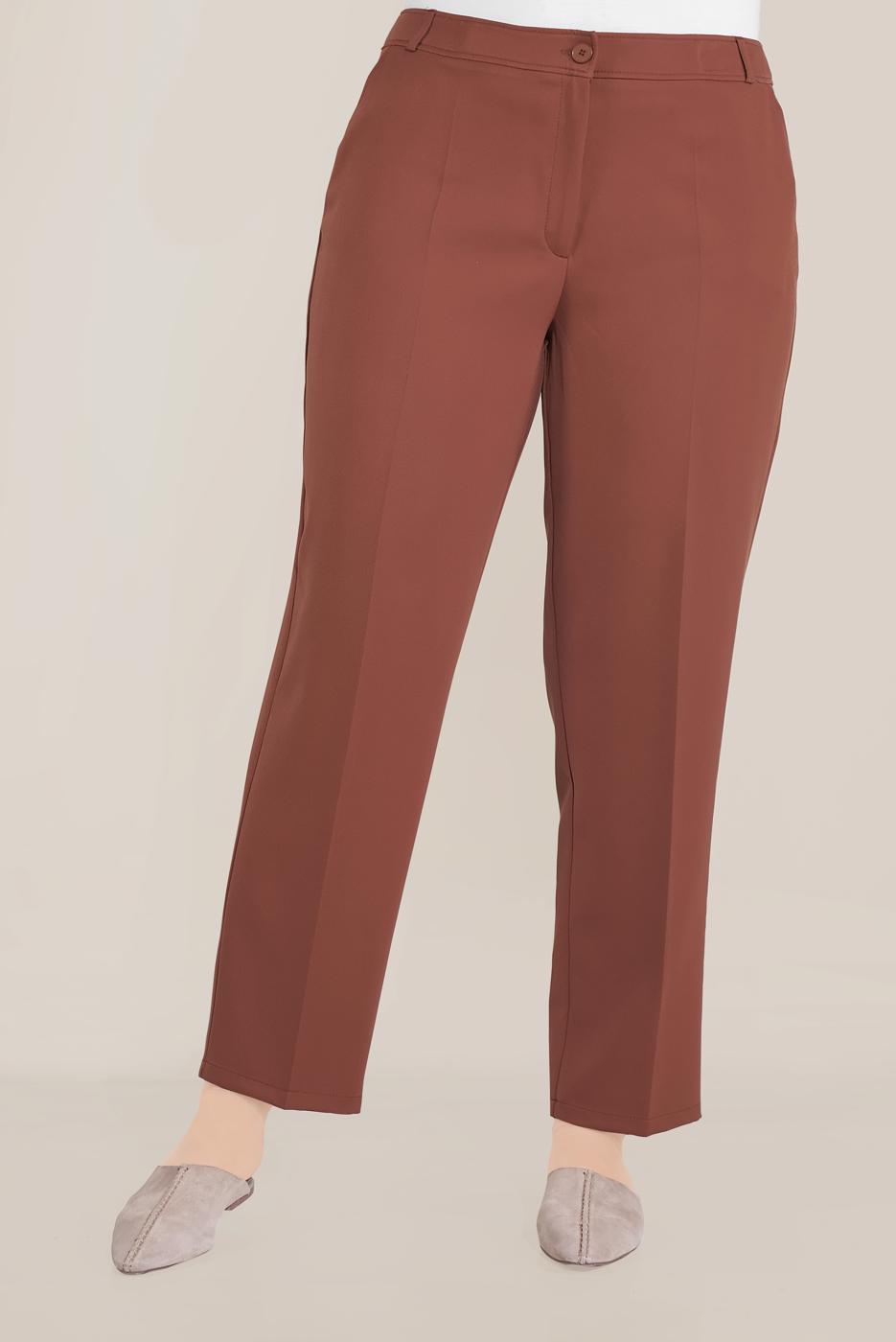 Hijab clothing BROWN ALVİNA CLASSIC CUT BUTTONED TROUSERS 70099 