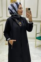 Tesettür giyim SİYAH KAPÜŞONLU FERMUARLI PANTOLONLU TAKIM T 33201