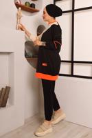 Tesettür giyim SİYAH BELİ LASTİKLİ İKİLİ PANTOLON TAKIM T 4072