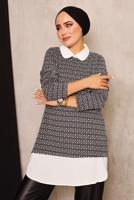 Tesettür giyim BEYAZ DESENLİ TUNİK 5282