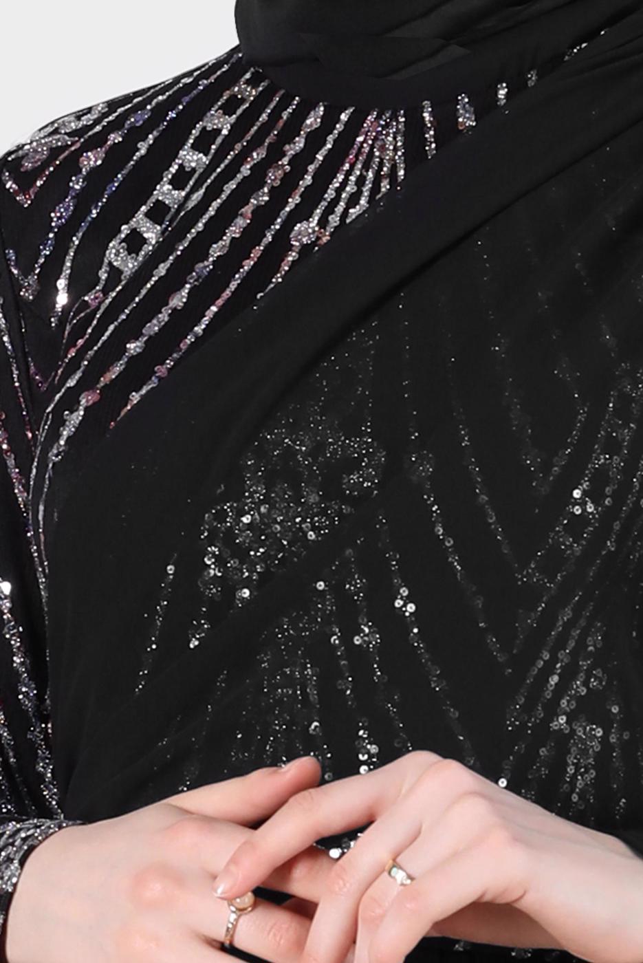 Tesettür giyim PUDRA ALVİNA TAŞ DETAYLI ABİYE ELBİSE T 50222 