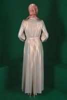 Tesettür giyim ALTIN ALVİNA KEMERLİ ABİYE ELBİSE T 50247