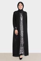 Tesettür giyim PUDRA ALVİNA TAŞLI ABİYE ELBİSE T 50251