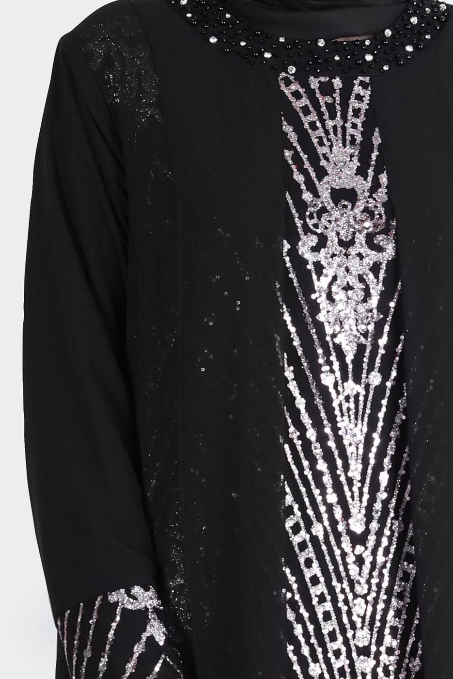 Tesettür giyim PUDRA ALVİNA TAŞLI ABİYE ELBİSE T 50251