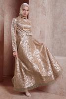 Tesettür giyim ALTIN ALVİNA TESETTÜR ABİYE ELBİSE T 50268