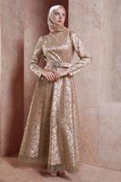 Tesettür giyim ALTIN ALVİNA TESETTÜR ABİYE ELBİSE T 50268