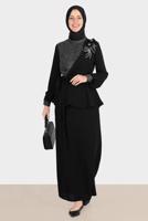 Hijab clothing BLACK ALVINA GEM DETAILED SKIRTED SUIT T 30282