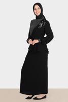 Hijab clothing BLACK ALVINA GEM DETAILED SKIRTED SUIT T 30282