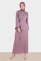 Hijab clothing PURPLE ALVINA GEM DETAILED SKIRTED SUIT T 30282