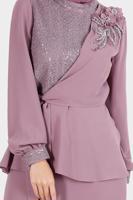 Hijab clothing PURPLE ALVINA GEM DETAILED SKIRTED SUIT T 30282