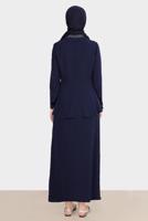 Hijab clothing NAVY BLUE ALVINA GEM DETAILED SKIRTED SUIT T 30282