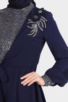 Hijab clothing NAVY BLUE ALVINA GEM DETAILED SKIRTED SUIT T 30282