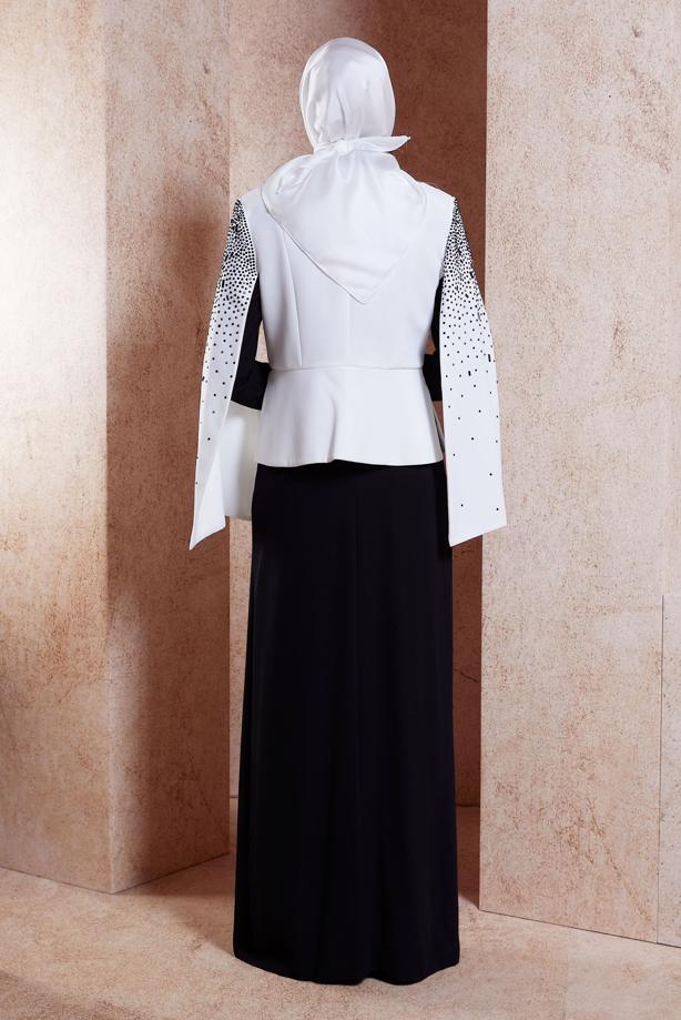Hijab clothing ECRU ALVINA DRESS SUIT WITH GEM T 30250 - TRENDTESETTÜR