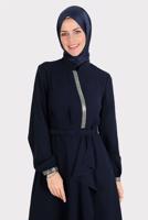 Tesettür giyim LACİVERT ALVİNA TAŞ DETAYLI PANTOLONLU TAKIM T 30260