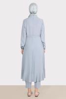 Tesettür giyim GÜMÜŞ ALVİNA TAŞ DETAYLI PANTOLONLU TAKIM T 30260