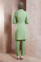 Tesettür giyim YEŞİL ALVİNA TAŞLI PANTOLONLU TAKIM T 30271