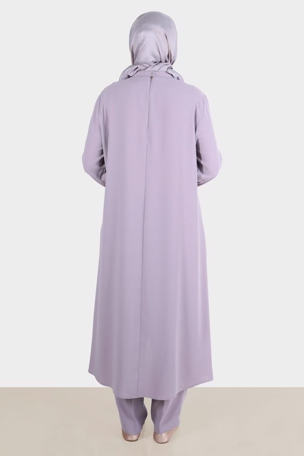Tesettür giyim MOR ALVİNA PUL PAYETLİ PANTOLONLU TAKIM T 30274 - TRENDTESETTÜR