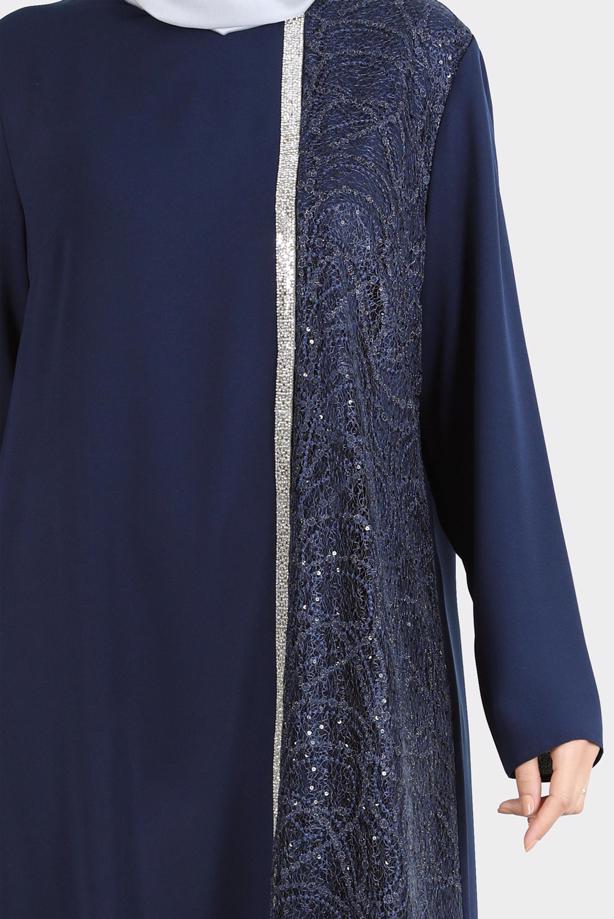 Tesettür giyim LACİVERT ALVİNA PUL PAYETLİ PANTOLONLU TAKIM T 30274 - TRENDTESETTÜR