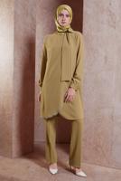 Tesettür giyim KAHVE ALVİNA İKİLİ PANTOLONLU TAKIM T 30277