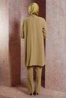 Tesettür giyim KAHVE ALVİNA İKİLİ PANTOLONLU TAKIM T 30277