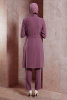 Tesettür giyim PEMBE ALVİNA TAŞLI PANTOLONLU TAKIM T 30279